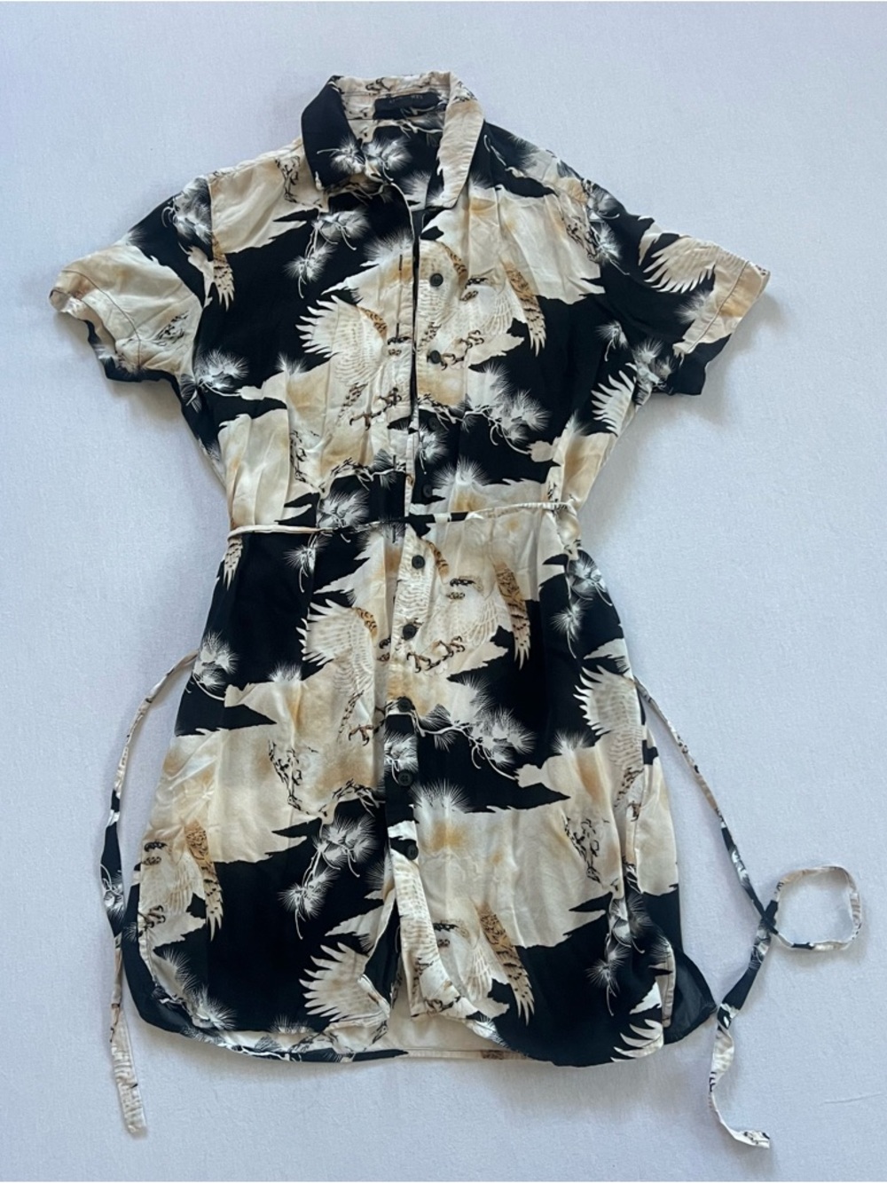 AllSaints Button-Front Short Sleeve Shirt Dress XS
